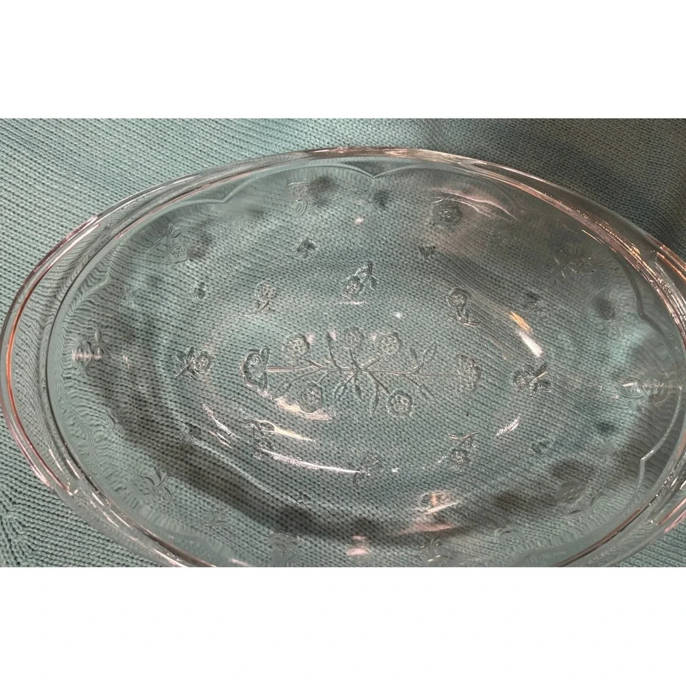 Princess House Heritage Etched Glass Oval Casserole Serving Dish with Lid 12.5in